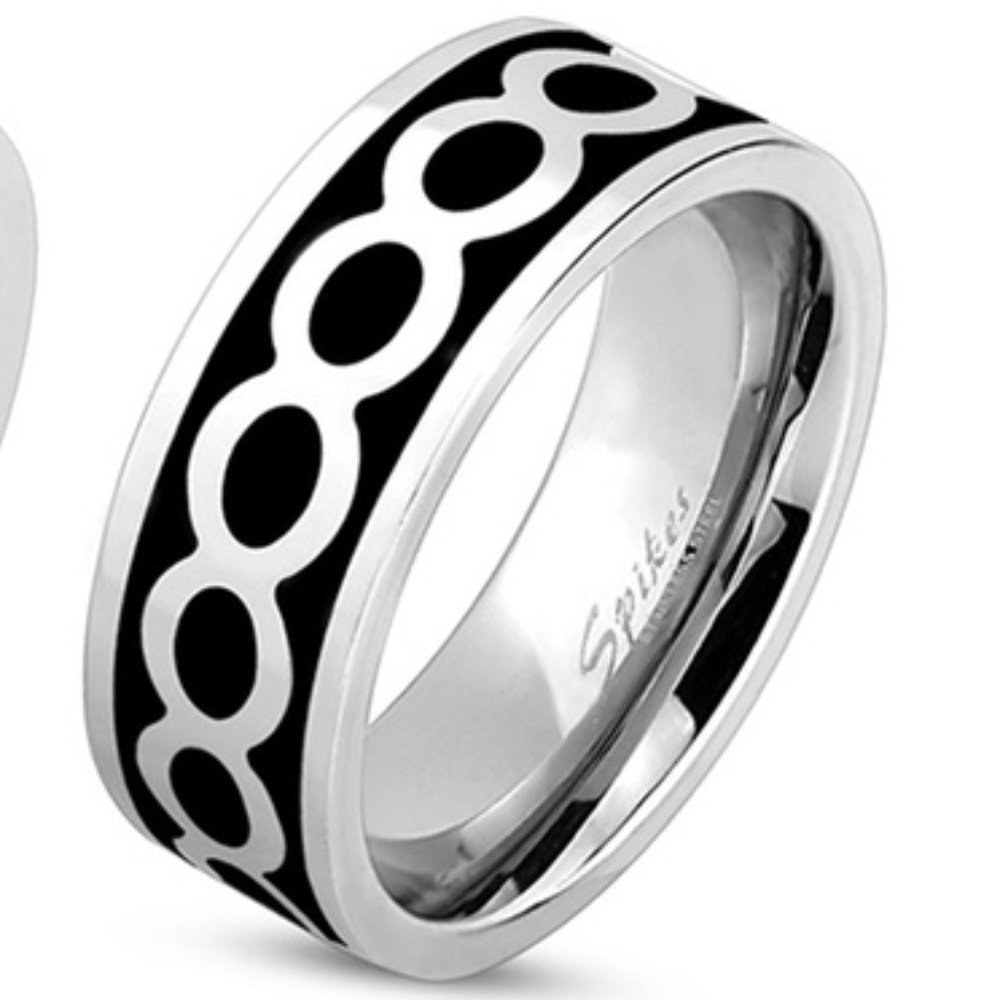 BLACK & SILVER INFINITE INFINITY RING SIZES 6 & 7